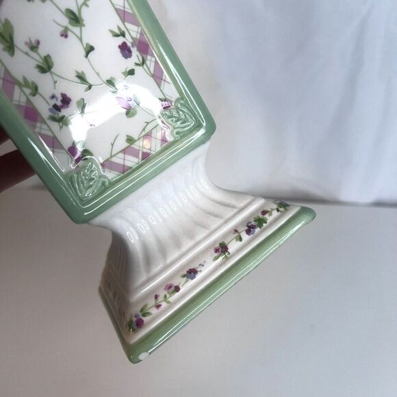 Laura Ashley FTD Floral Ceramic Square Pedestal Vase French Cottage Core Chintz - Picture 2 of 11